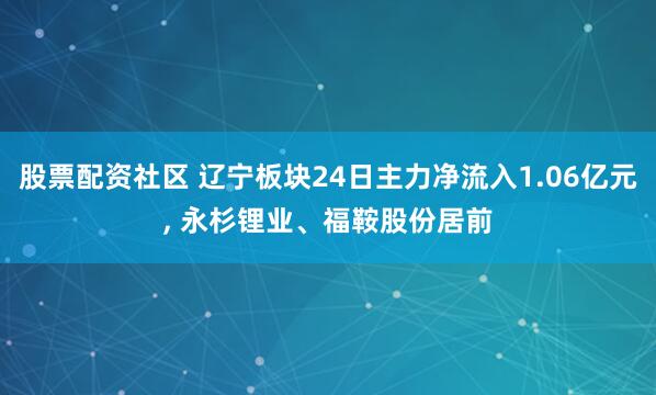 股票配资社区 辽宁板块24日主力净流入1.06亿元, 永杉锂业、福鞍股份居前